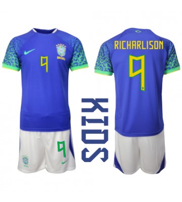 Brasil Richarlison #9 Bortedraktsett Barn VM 2022 Kortermet (+ Korte bukser)